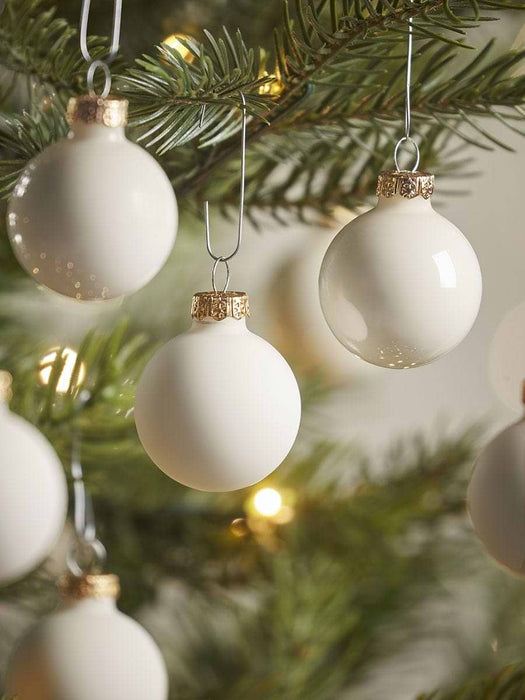 Sixteen Miniature Glass Baubles - Cream