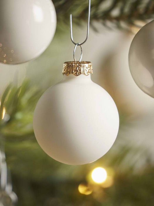 Sixteen Miniature Glass Baubles - Cream