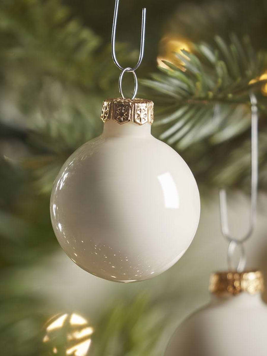 Sixteen Miniature Glass Baubles - Cream
