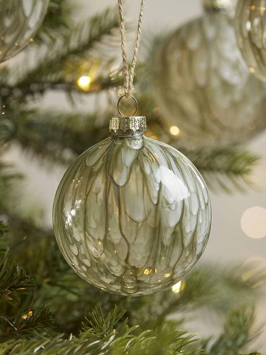 Twelve Painterly Glass Baubles - Moss
