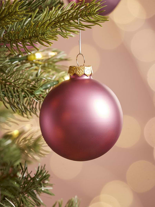 Glass Bauble Selection Box - Mauve