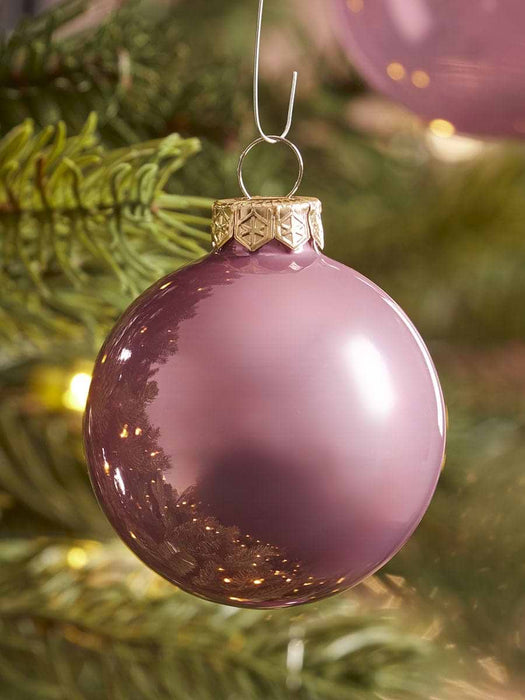Glass Bauble Selection Box - Mauve