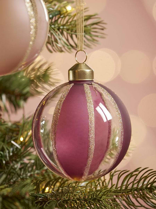 Twelve Striped Glass Baubles - Blush Mix