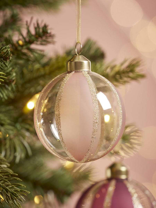 Twelve Striped Glass Baubles - Blush Mix