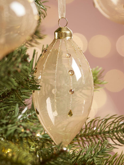 Six Jewelled Stripe Glass Baubles