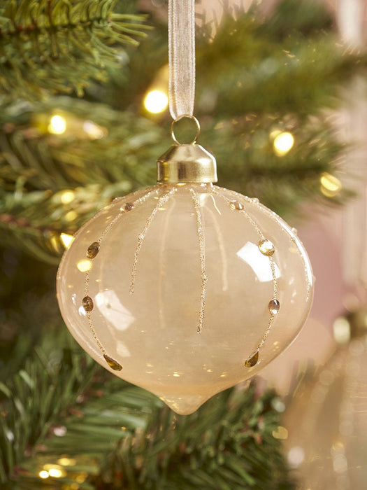 Six Jewelled Stripe Glass Baubles