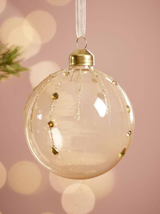 Six Jewelled Stripe Glass Baubles