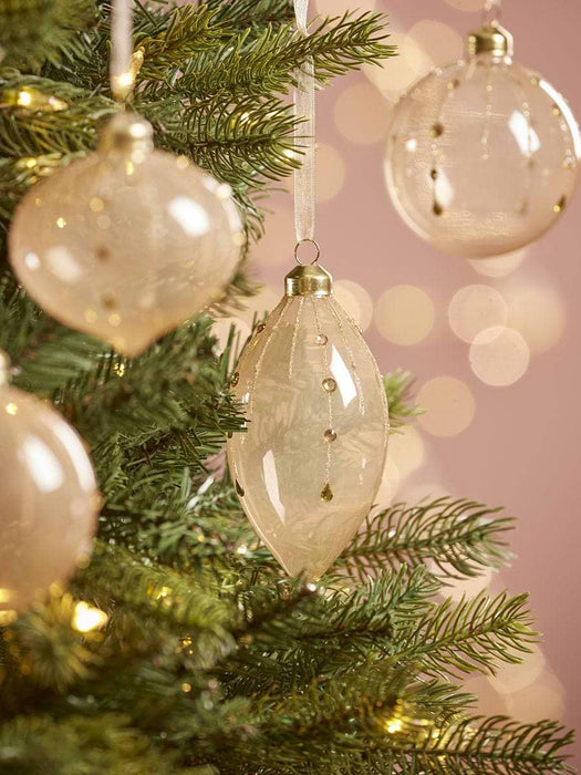 Six Jewelled Stripe Glass Baubles