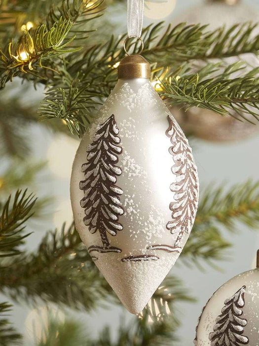 Six Snowy Forest Glass Baubles