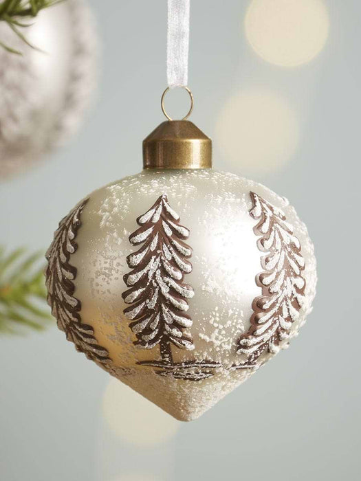 Six Snowy Forest Glass Baubles