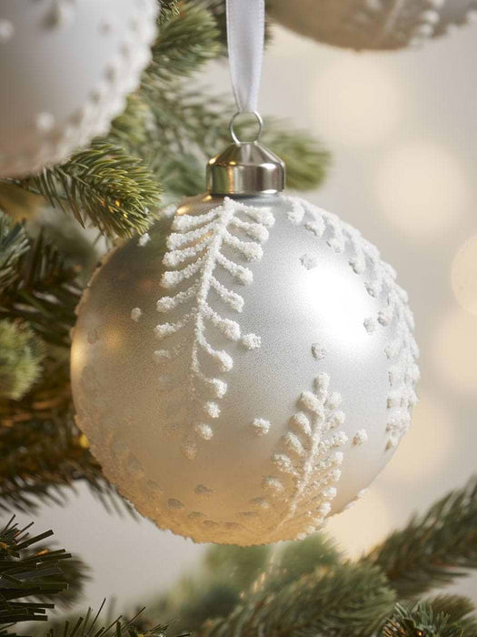 Four Large Textured Leaf Glass Baubles