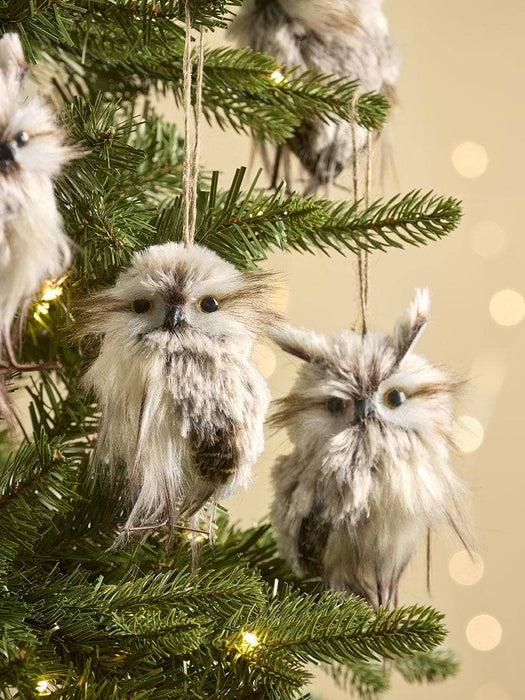 Four Large Feathered Hanging Owls