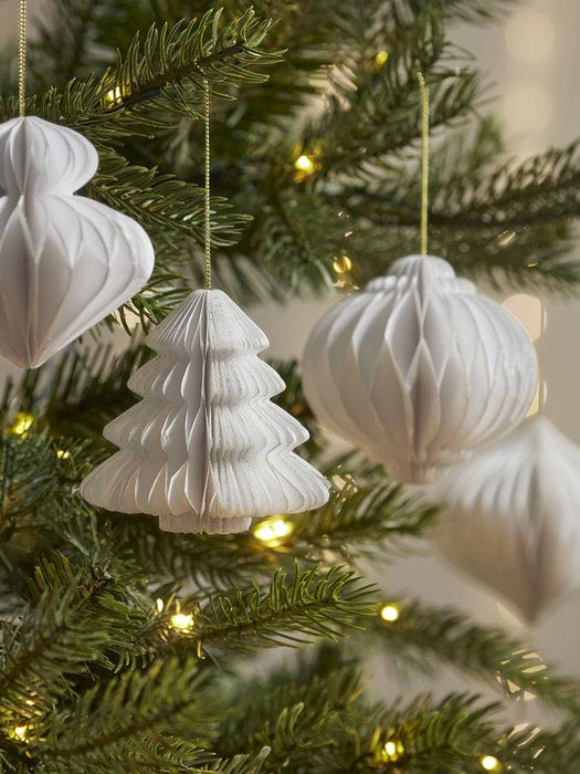Four Honeycomb Paper Baubles - Cream