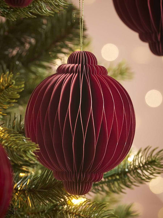 Four Oversized Honeycomb Paper Baubles - Berry Red