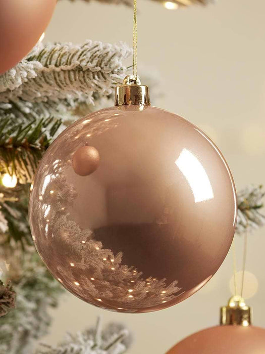 Four Large Shatterproof Baubles - Apricot