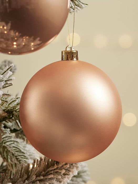 Four Large Shatterproof Baubles - Apricot