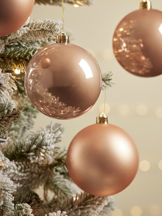 Four Large Shatterproof Baubles - Apricot