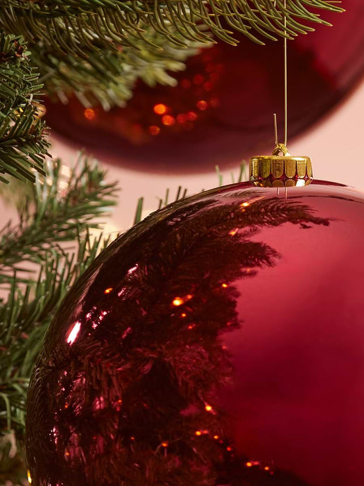 Three Oversized Shatterproof Baubles - Berry Red - 20cm