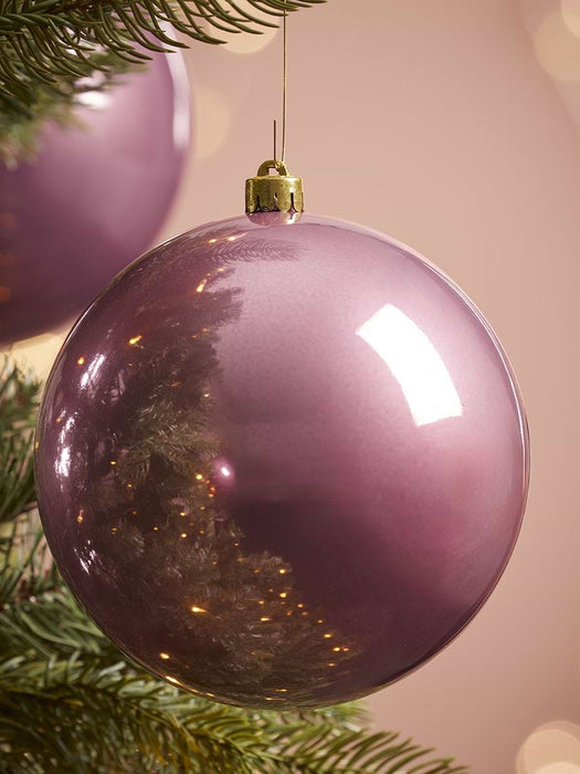 Three Oversized Shatterproof Baubles - Mauve - 14cm