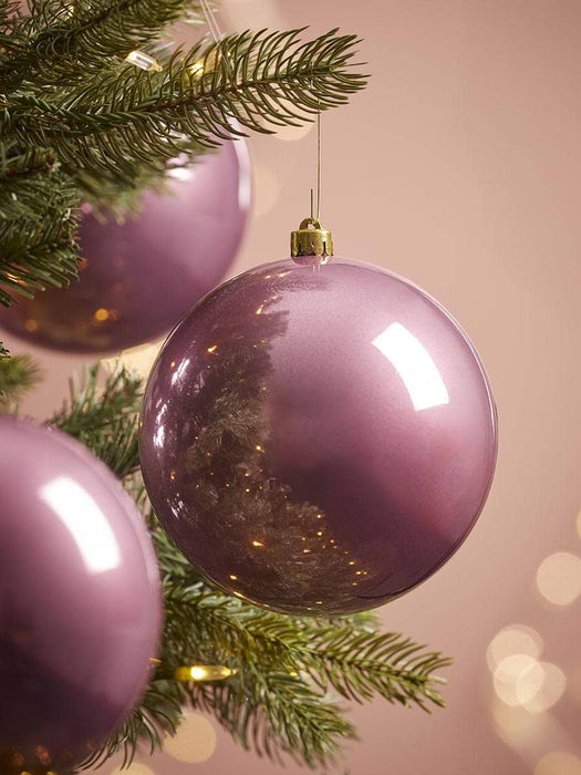 Three Oversized Shatterproof Baubles - Mauve - 14cm