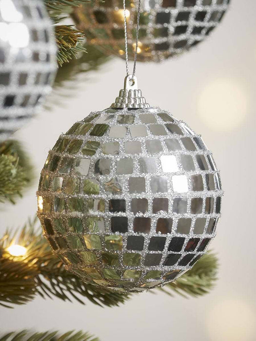 Six Shatterproof Disco Ball Baubles - Silver