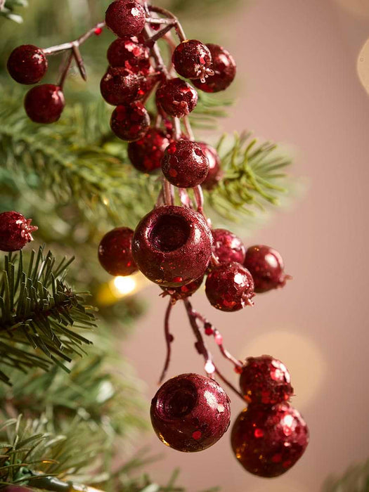 Glittered Berry Garland - Deep Red