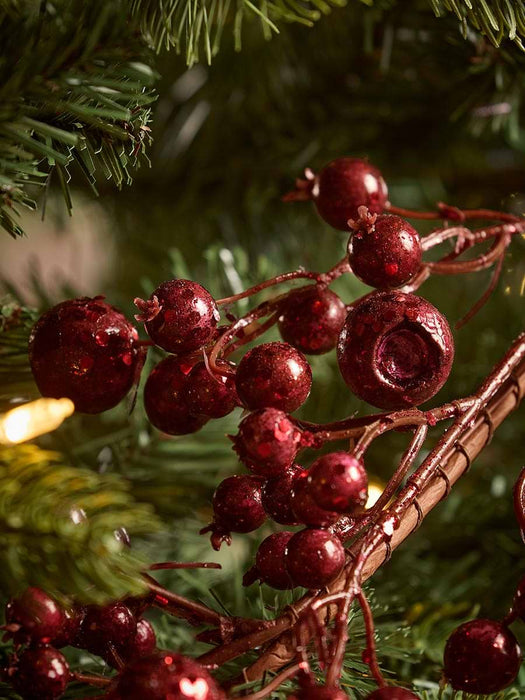 Glittered Berry Garland - Deep Red