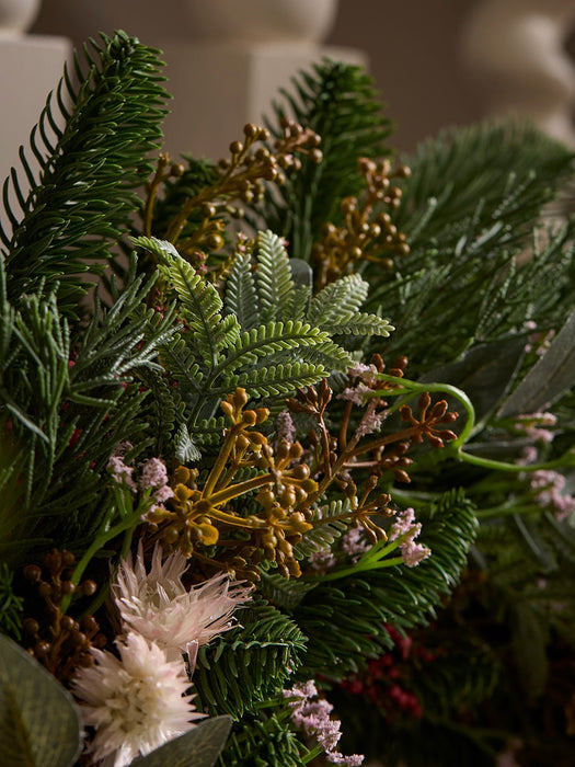 Faux Flower & Pine Wreath