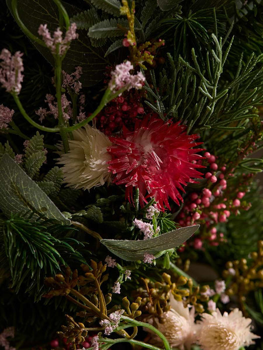 Faux Flower & Pine Wreath