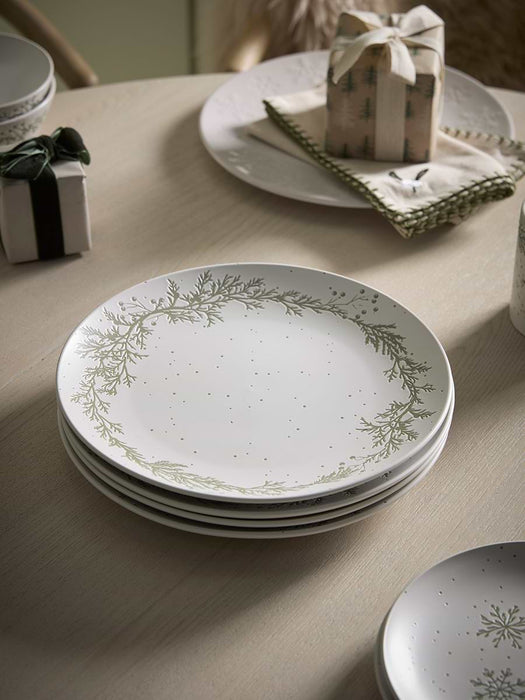 Four Speckled Christmas Dinner Plates