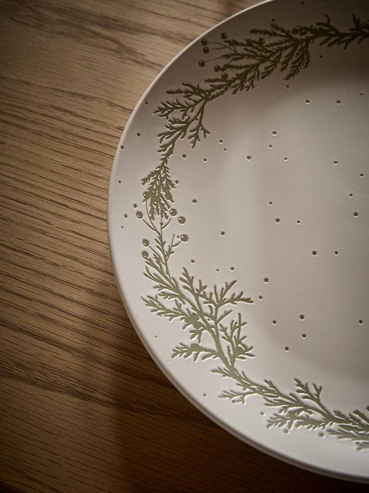 Four Speckled Christmas Dinner Plates