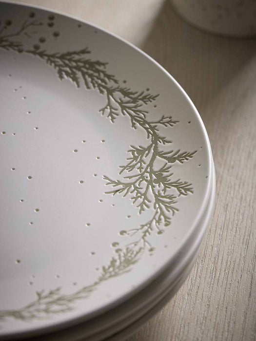 Four Speckled Christmas Dinner Plates