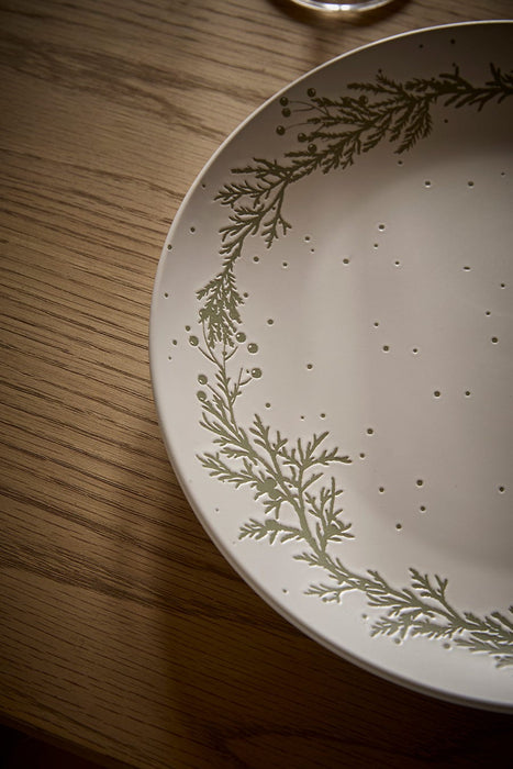 Four Speckled Christmas Dinner Plates
