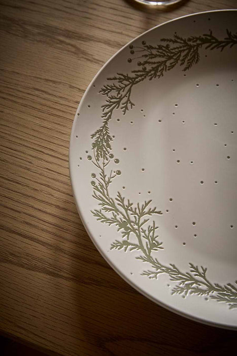 Four Speckled Christmas Dinner Plates