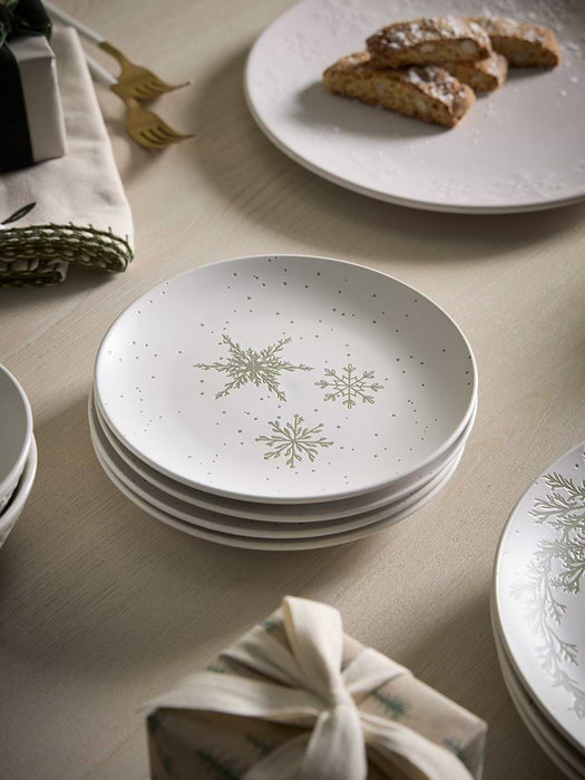 Four Speckled Christmas Dinner Plates