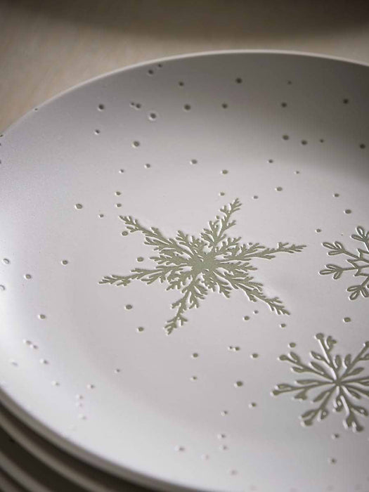 Four Speckled Christmas Dinner Plates