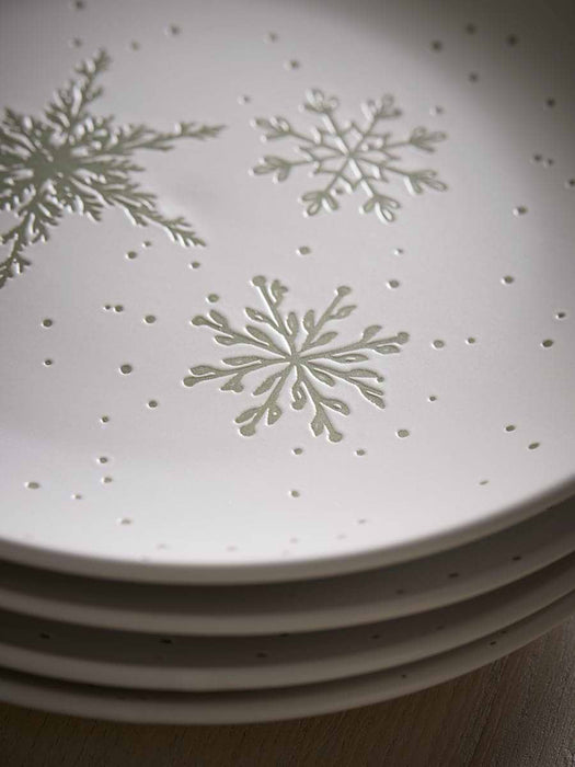 Four Speckled Christmas Dinner Plates