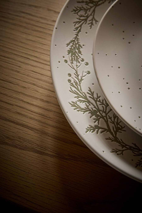 Four Speckled Christmas Dinner Plates