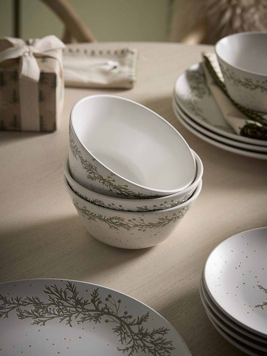 Four Speckled Christmas Dinner Plates