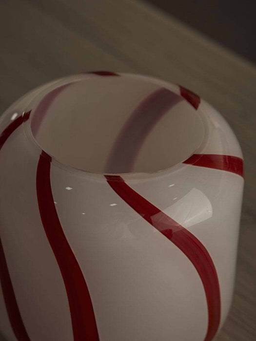 Painterly Candy Stripe Glass Tealight Holder - White