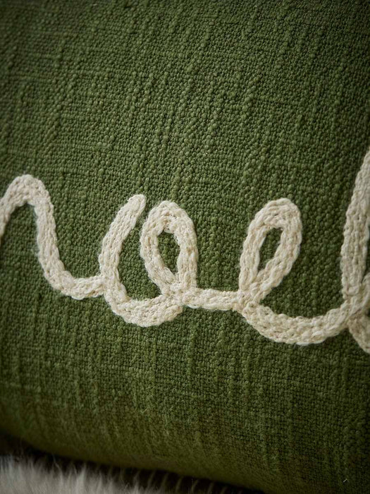 Embroidered Noel Script Cushion