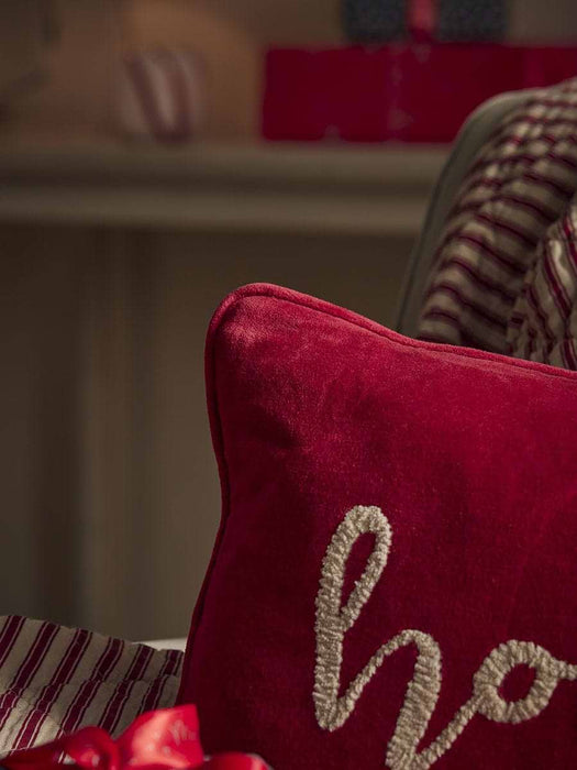 Embroidered Ho Ho Ho Script Cushion