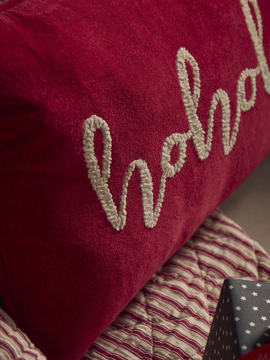 Embroidered Ho Ho Ho Script Cushion