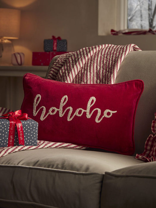Embroidered Ho Ho Ho Script Cushion