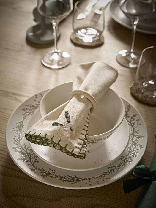 Four Embroidered Mistletoe Napkins