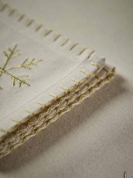 Four Embroidered Golden Snowflake Napkins