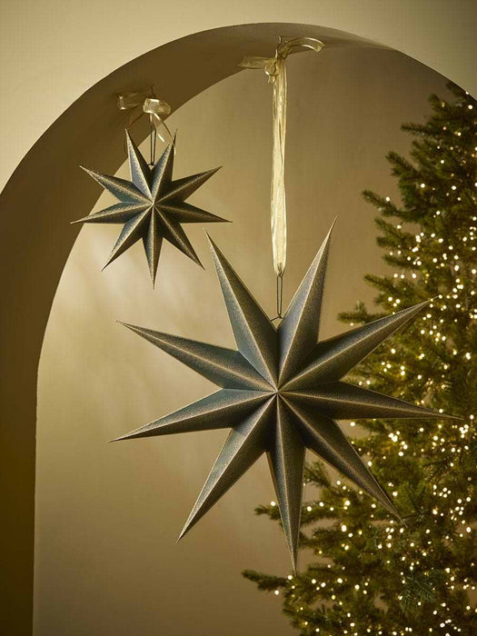 Forest Green & Gold Luxury Hanging Paper Star - Small