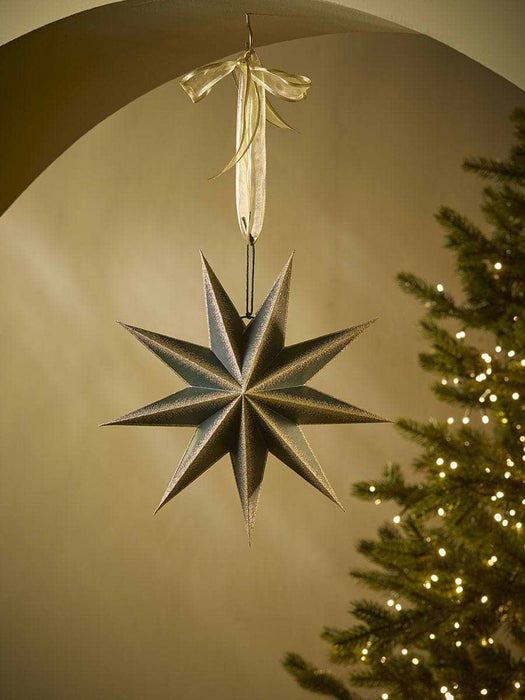 Forest Green & Gold Luxury Hanging Paper Star - Small