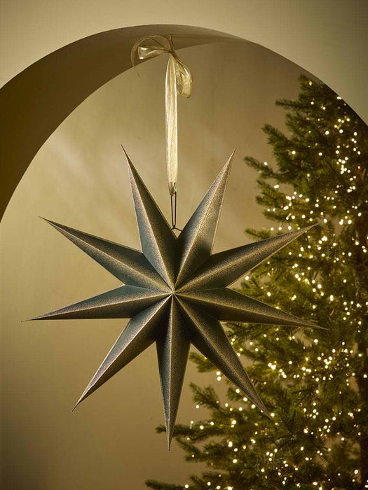 Forest Green & Gold Luxury Hanging Paper Star - Large