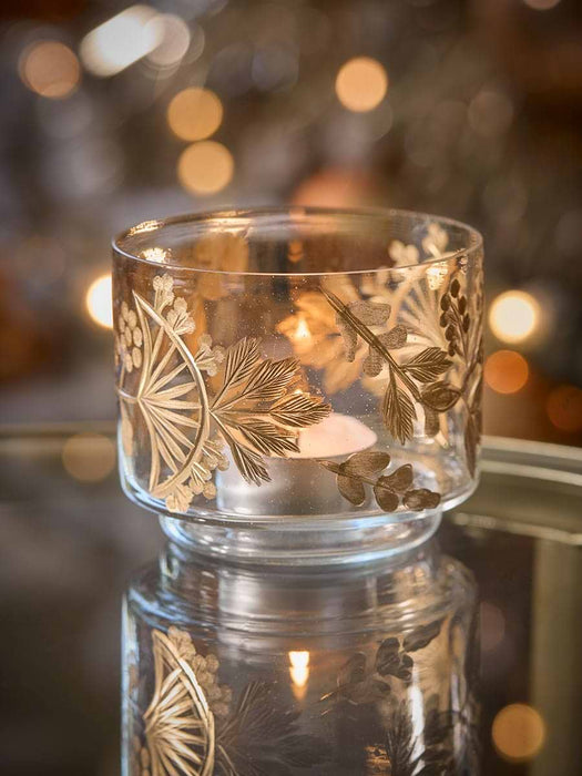 Hand Cut Golden Berry Tealight Holder - Large